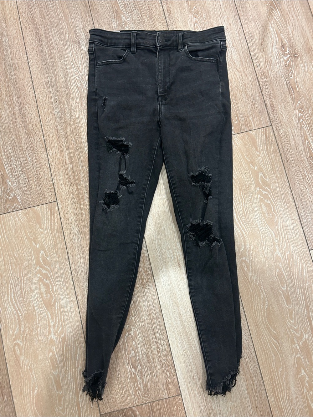 American Eagle Outfitters Black Ripped Skinny Jeans